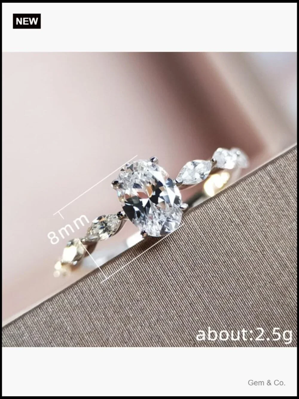 1 Carat Moissanite Solitaire Ring 18K Gold Plated Oval Cut Promise Ring